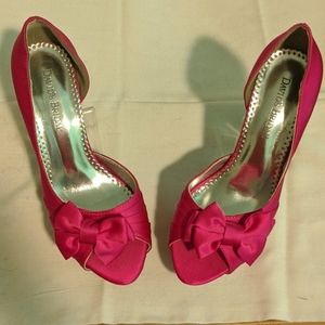 David's Bridal hot pink Maribelle heels